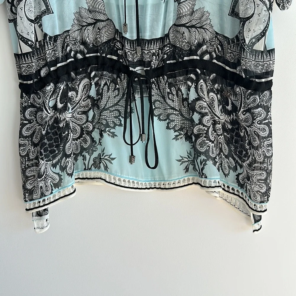 Roberto Cavalli Silk Sheer Tunic Blouse with Knitted Details Size 42 - Picture 6 of 13